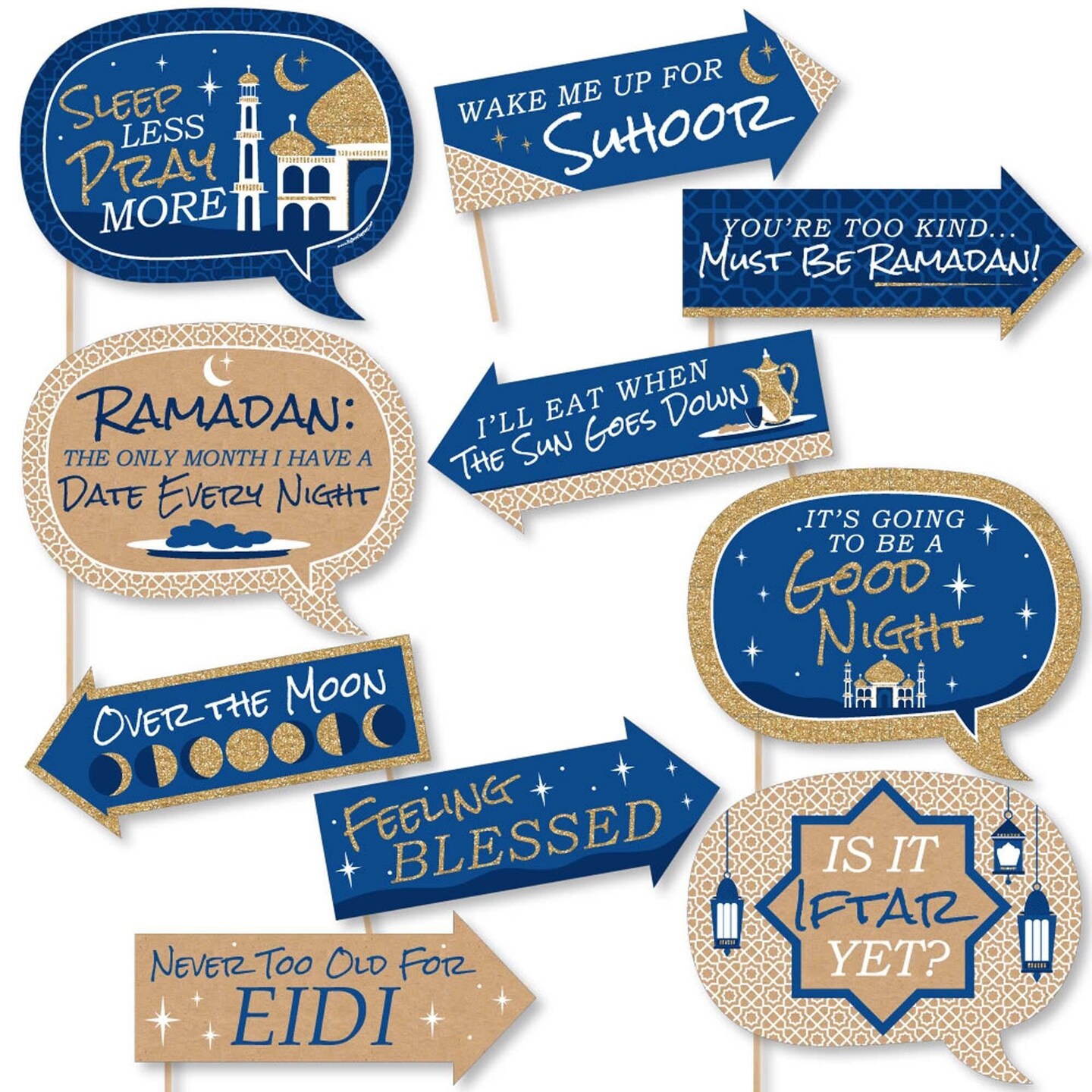 Big Dot of Happiness Funny Ramadan - Eid Mubarak Photo Booth Props Kit - 10 Piece