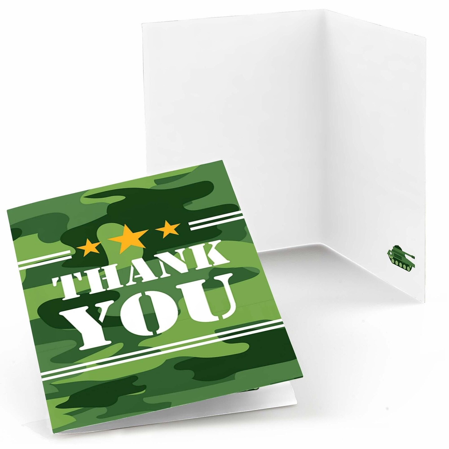 Big Dot of Happiness Camo Hero - Army Military Camouflage Party Thank You Cards (8 count)
