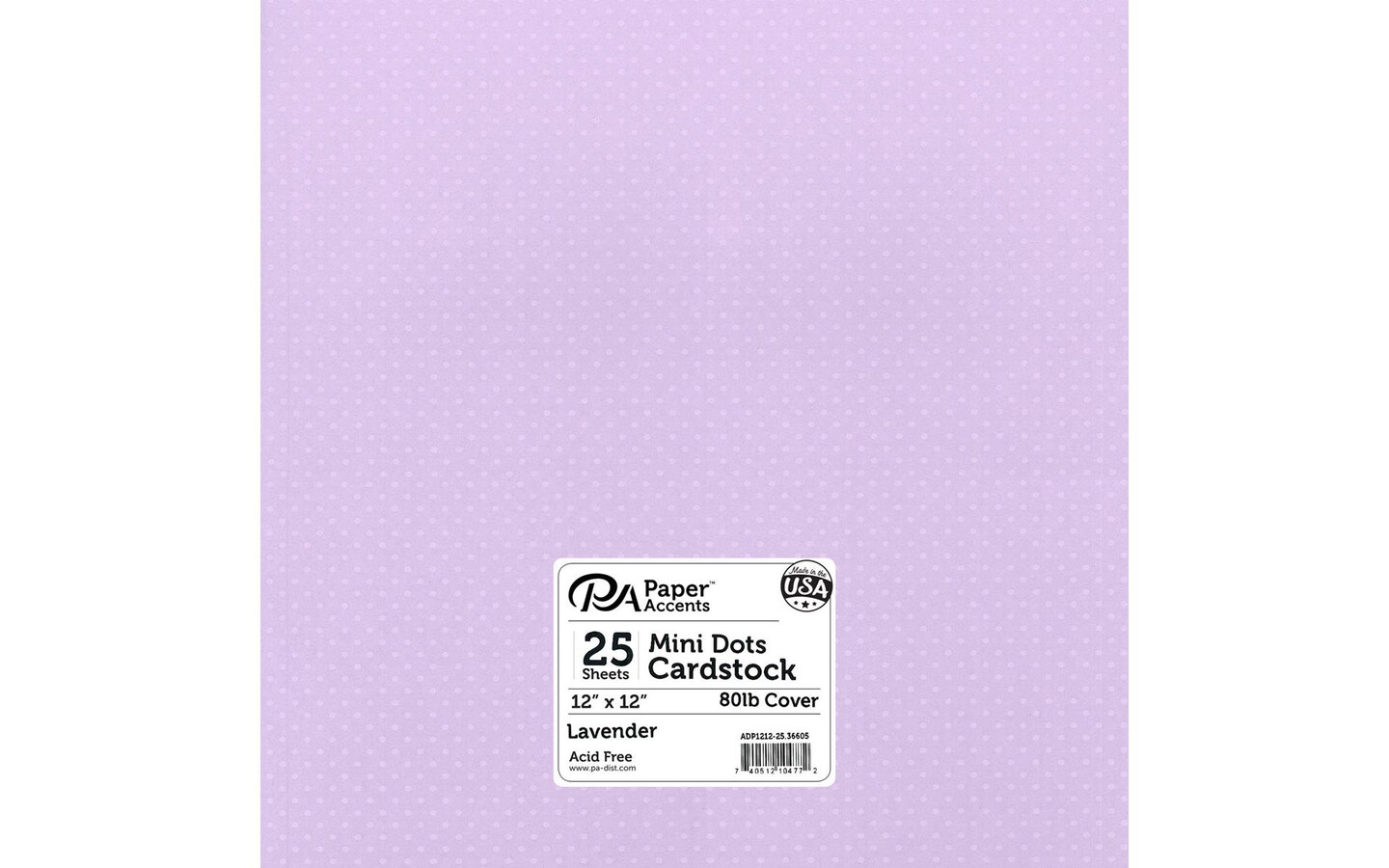 PA Paper Accents Mini Dots Cardstock 12" x 12" Lavender, 80lb colored cardstock paper for card making, scrapbooking, printing, quilling and crafts, 25 piece pack