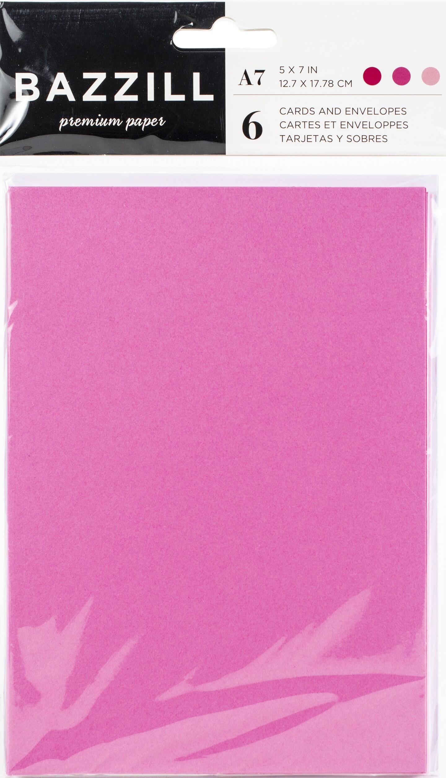 Bazzill Cards W/Envelopes 5&#x22;X7&#x22; 6/Pkg-Pinks