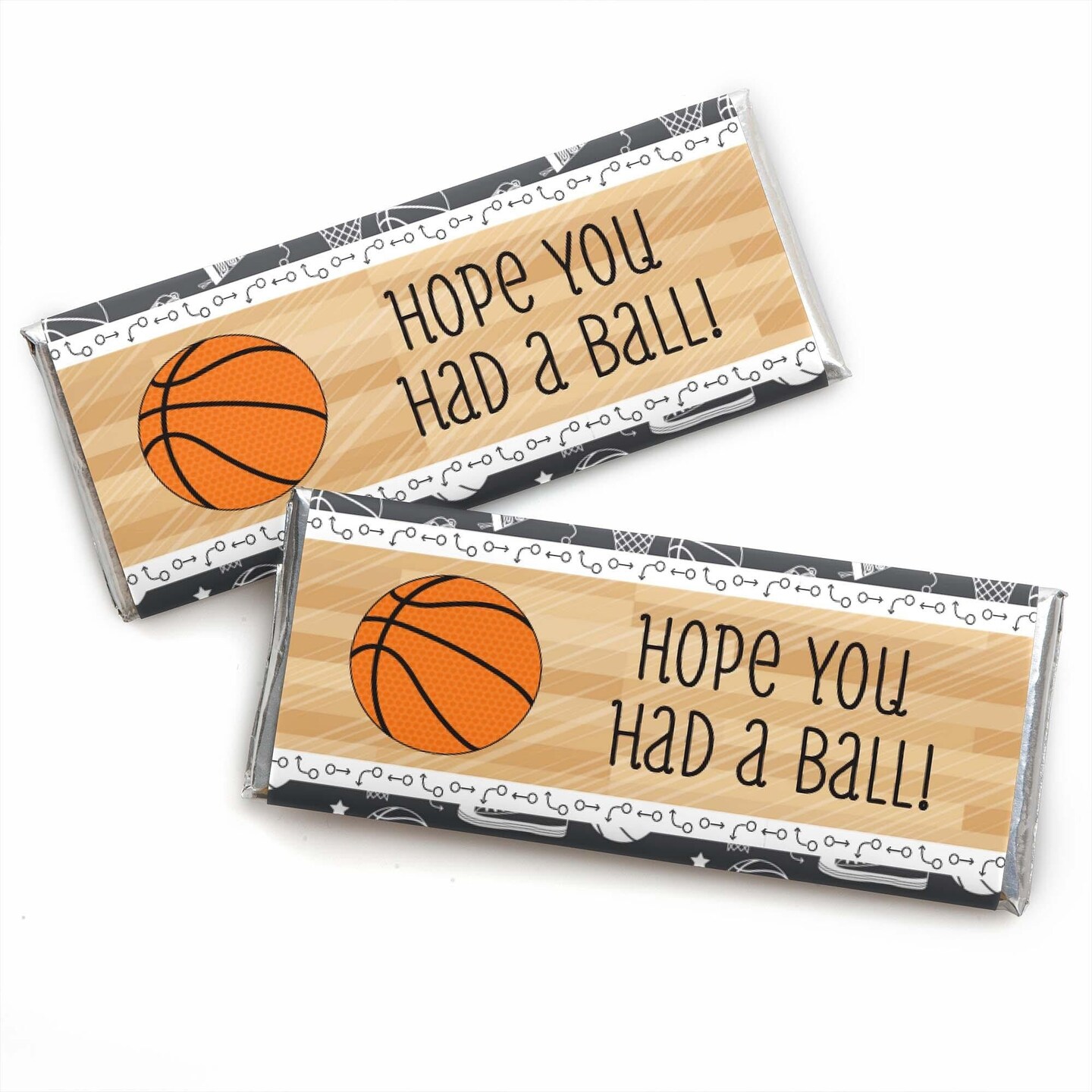 Big Dot of Happiness Nothin' but Net - Basketball - Candy Bar Wrappers Birthday Party Favors - Set of 24