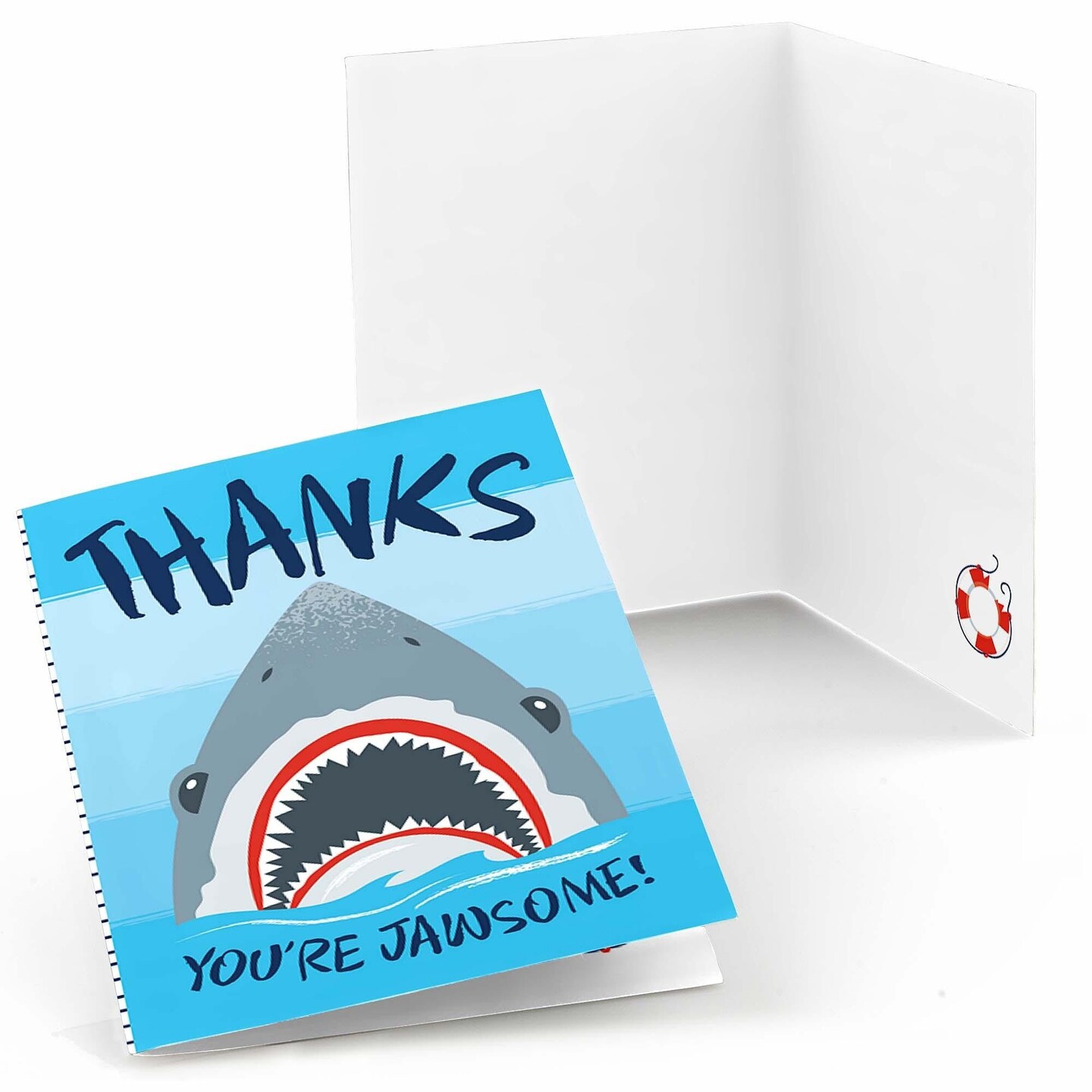 Big Dot of Happiness Shark Zone - Jawsome Party or Birthday Party Thank You Cards (8 count)