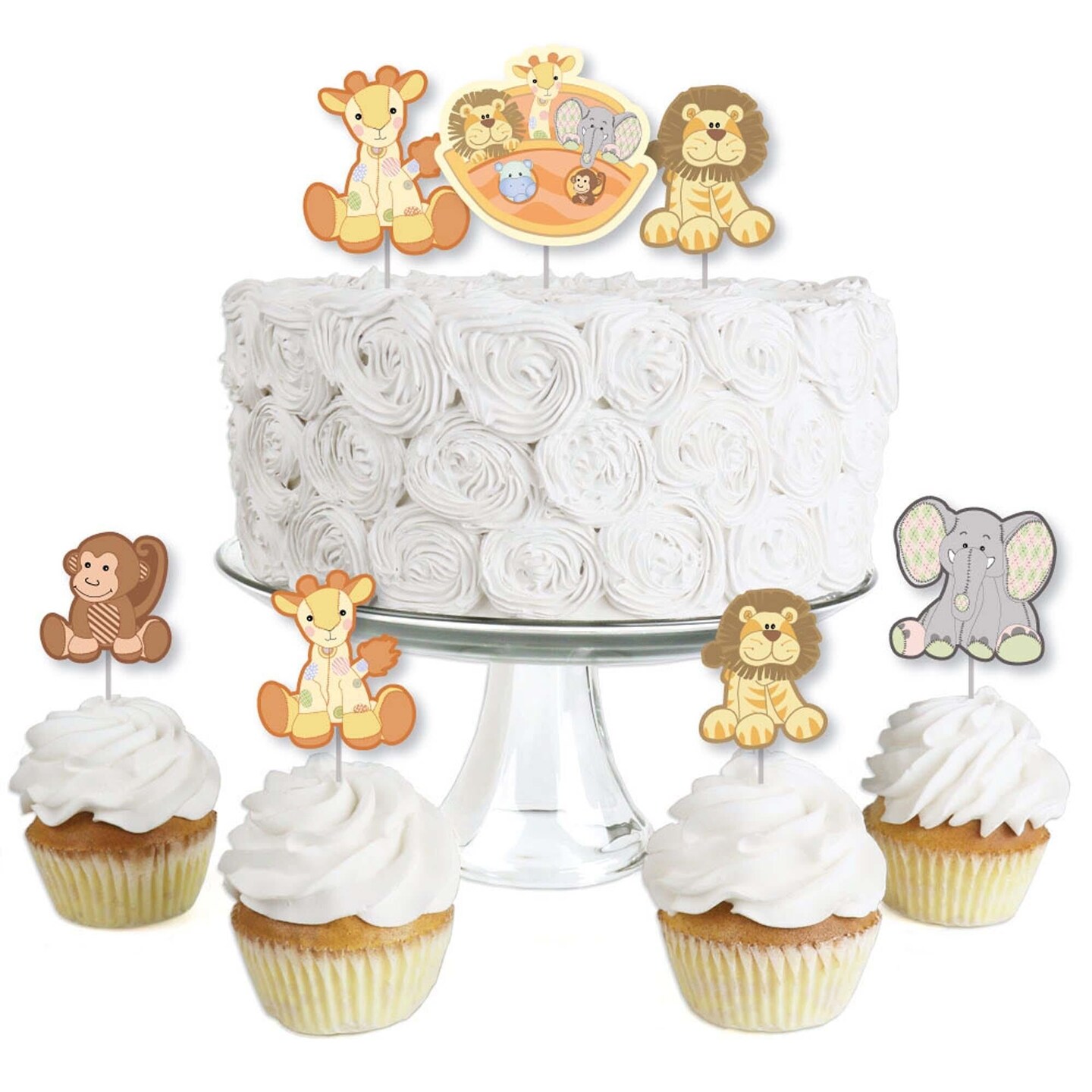 Big Dot of Happiness Noah&#x27;s Ark - Dessert Cupcake Toppers - Baby Shower Clear Treat Picks - Set of 24