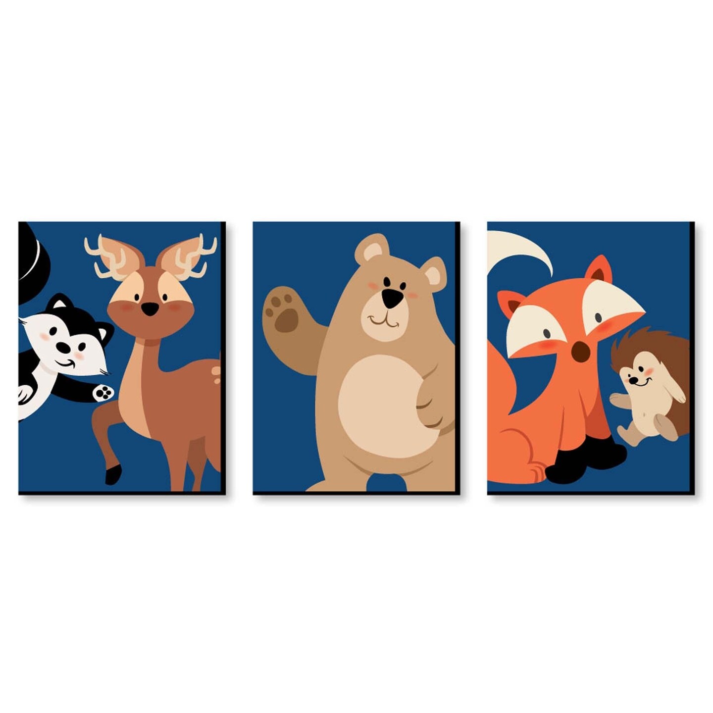 Big Dot of Happiness Stay Wild - Forest Animals - Boy Woodland Nursery Wall Art and Kids Room Decor - Gift Ideas - 7.5 x 10 inches - Set of 3 Prints