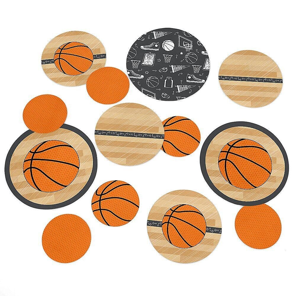 Big Dot of Happiness Nothin&#x27; but Net - Basketball - Baby Shower or Birthday Party Giant Circle Confetti - Party Decorations - Large Confetti 27 Count