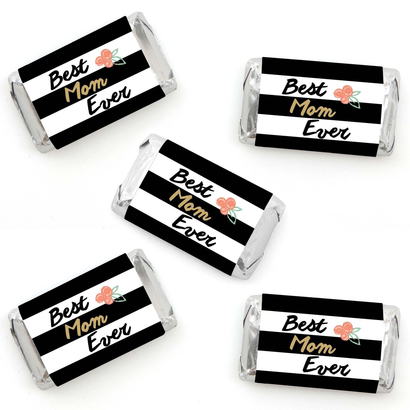 Big Dot of Happiness Best Mom Ever - Mini Candy Bar Wrapper Stickers - Mother's Day Party Small Favors - 40 Count