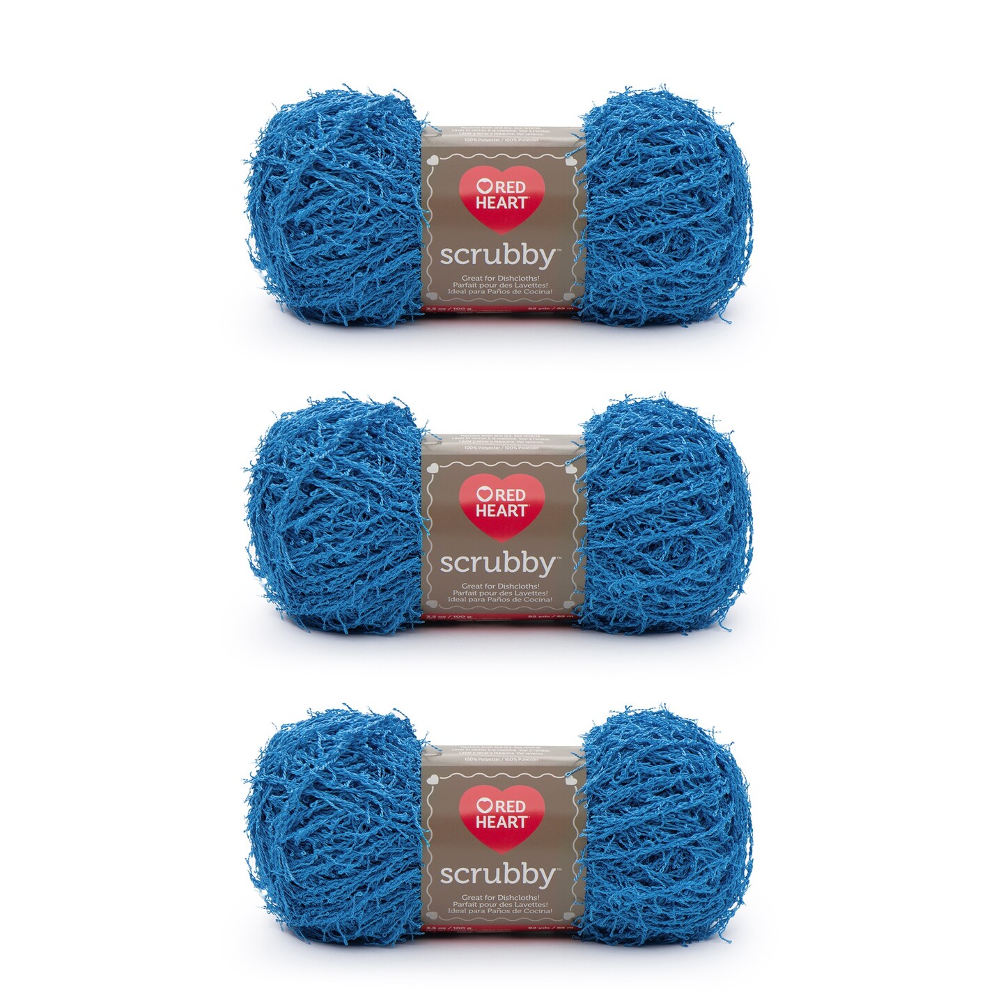 Red Heart Scrubby Ocean Yarn - 3 Pack of 100g/3.5oz - Polyester - 4 Medium (Worsted) - 92 Yards - Knitting/Crochet