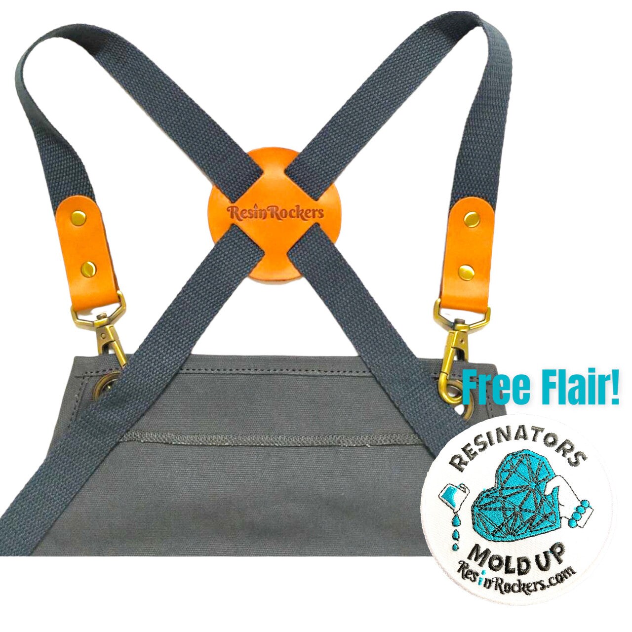 Exclusive Resin Rockers Heavy Duty Canvas Apron with Pockets and FLAIR