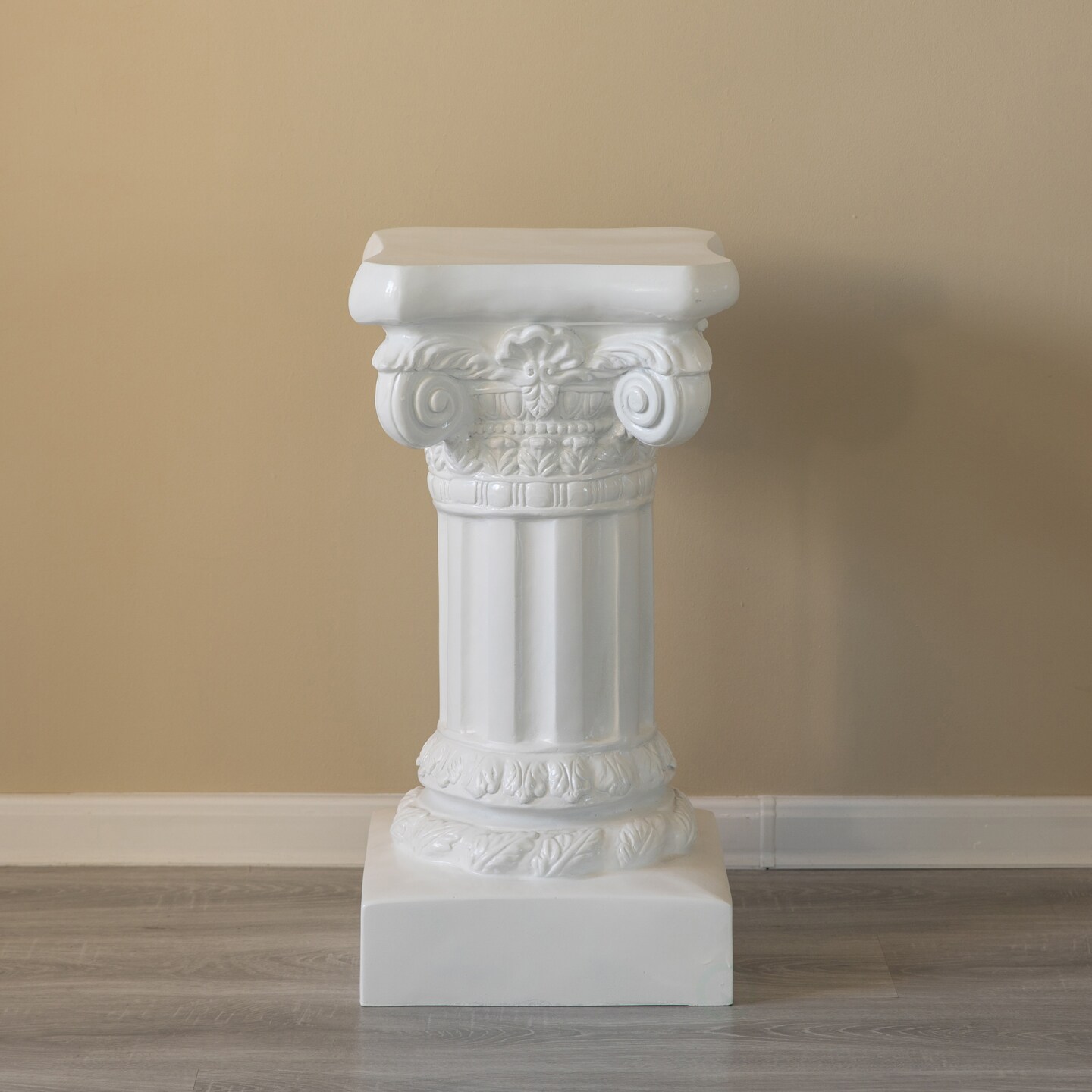 Decorative Fiberglass White Plinth Roman Style Column Ionic Piller Pedestal Vase Stand for Wedding or Party, Living Room, or Dining Room Decor - Photography Props - Sculpture Display - Greek-inspired Luxury Decor Piece with Ornate Accents