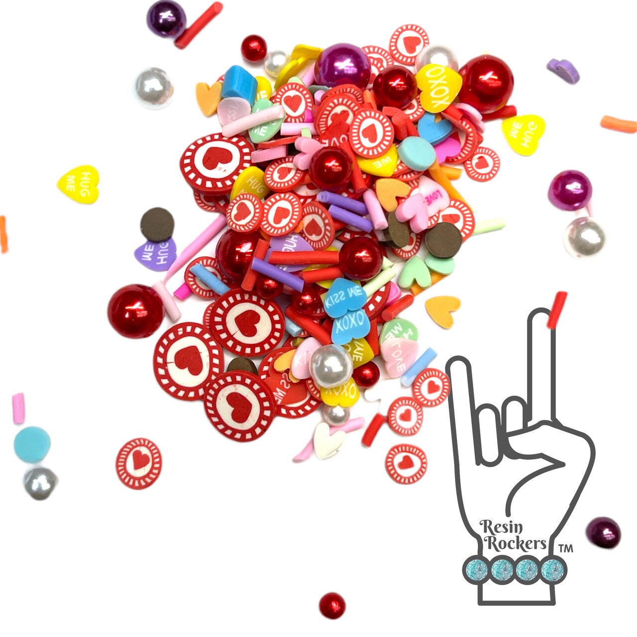 Conversation Heart Mega Mix Valentine's Day Polymer Clay Pieces for Epoxy and UV Resin Art