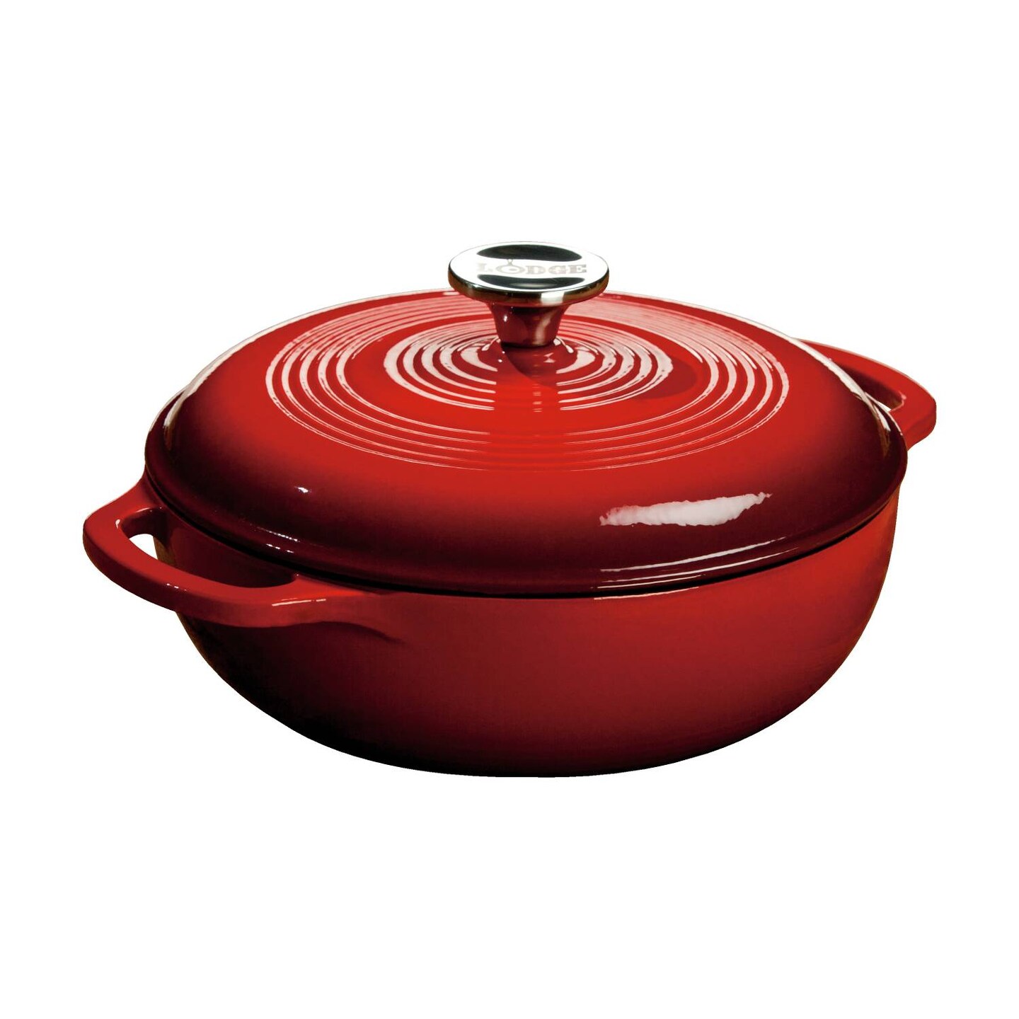 Lodge Porcelain Enameled Cast Iron Dutch Oven Non-Stick 3 Quart Red