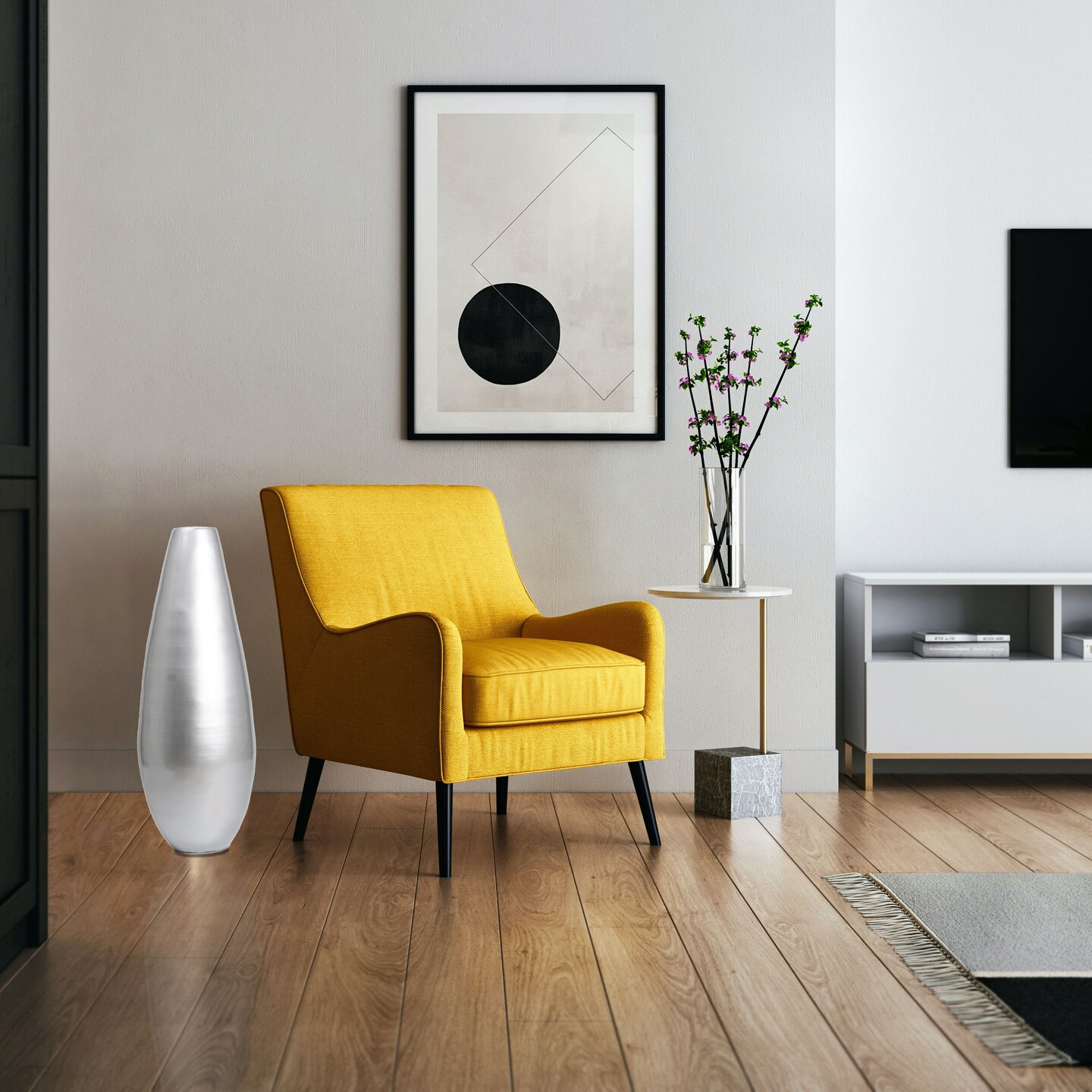 31.5" Spun Bamboo Tall Floor Vase - Sleek Metallic Finish, Elegant Home Decoration, Modern Accent Piece, Living Room Decor, Handcrafted Bamboo Art, Contemporary Interior Design, Unique Tall Vase