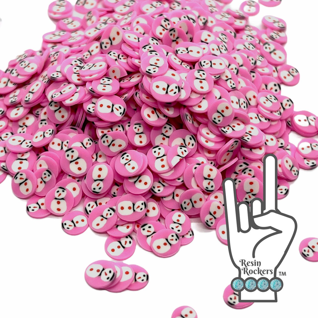 Pink Snowmen Polymer Clay Pieces for Epoxy and UV Resin Art