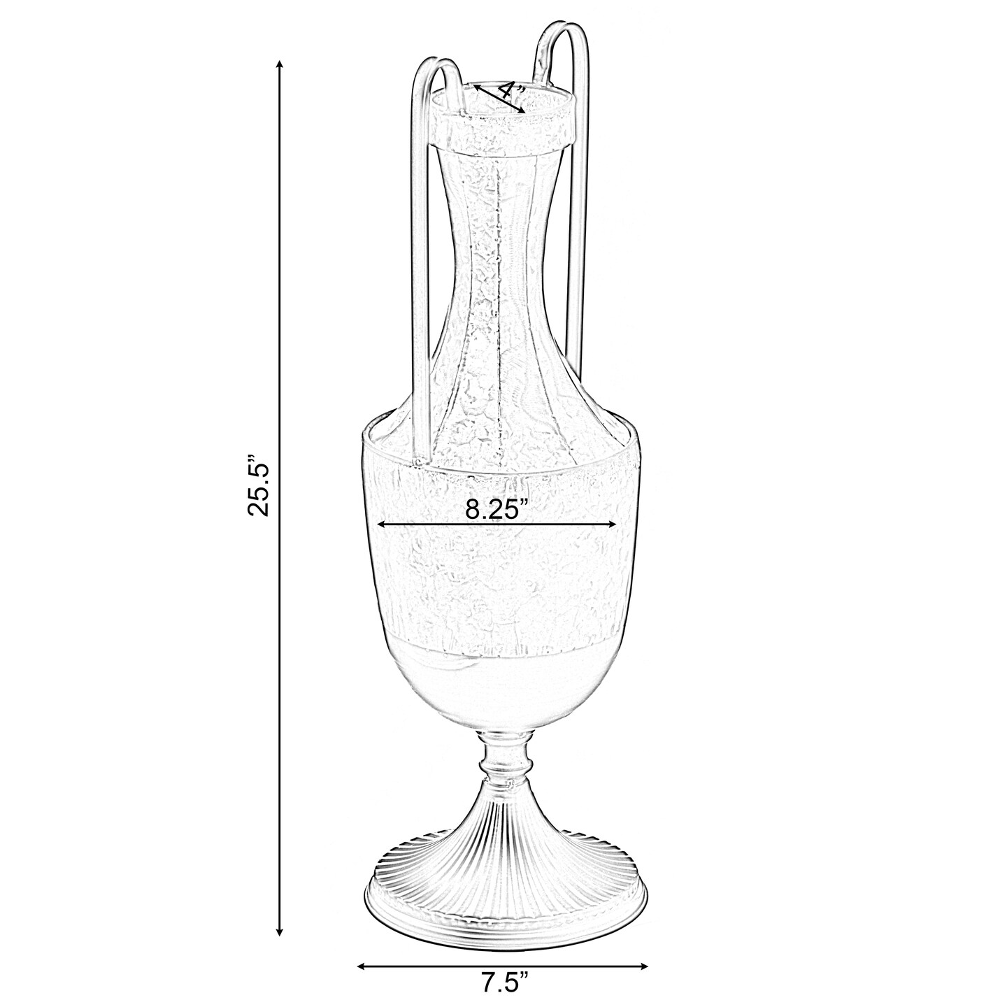 Decorative Antique Style Metal Jug Floor Vase with 2 Handles - Vintage Inspired Rustic Design for Entryway, Living Room, or Dining Room - Tall Elegant Home Decor Accent - Classic Metal Vase