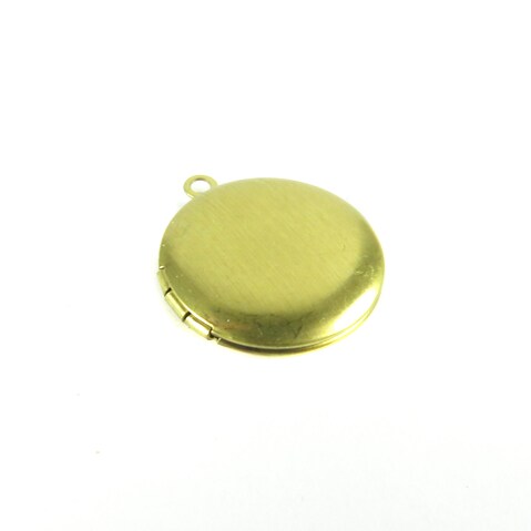Vintage Brass Engraving Circle Locket ~ 20mm X 24mm (6x) (V495)