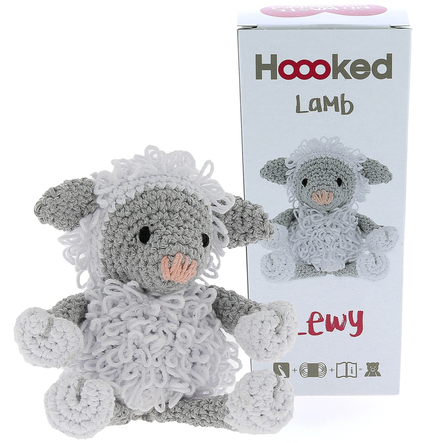 Hoooked Lamb Lewy Yarn Kit W/Eco Barbante Yarn-White & Gray