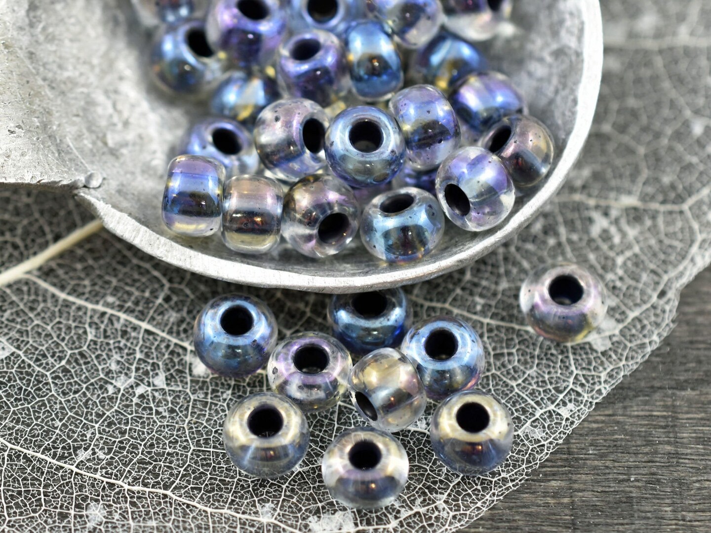 50G Black Lined Crystal AB Czech 2/0 Seed Beads