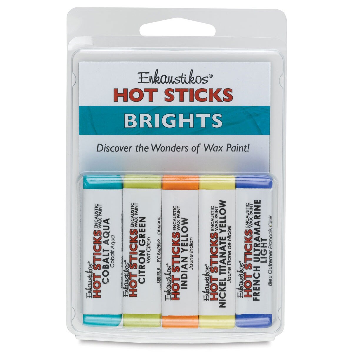 Enkaustikos Hot Sticks Encaustic Paints - Set of 5, Bright Colors, 13 ml sticks
