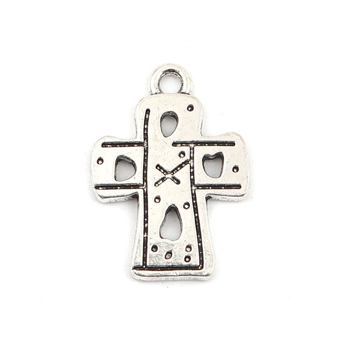 *10* 22x16mm Antique Silver Cross Charms