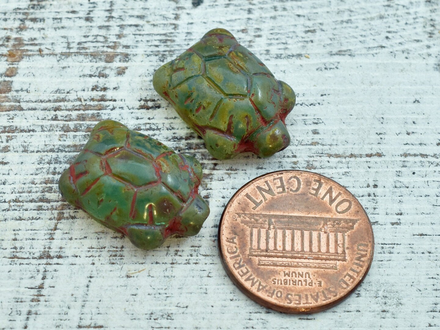 *4* 19x14mm Aqua Travertine Turtle Beads