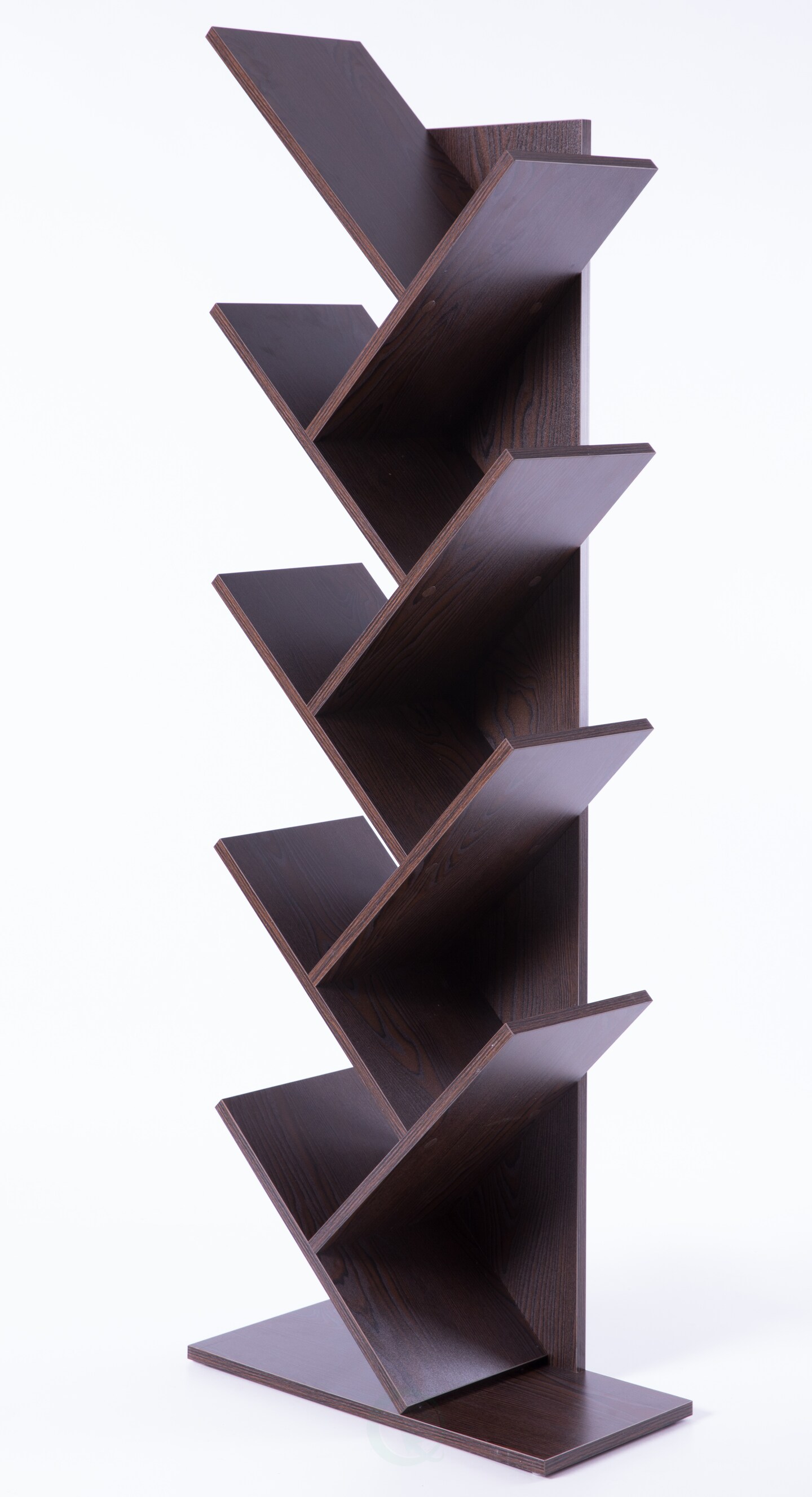 Wooden 9-Shelf Tree Magazine CD Storage Bookcase