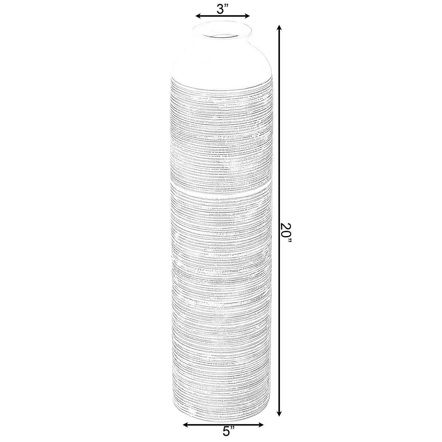 Contemporary Floor Vase - Ribbed 20-Inch-Tall Trumpet Style Ceramic White Table Vase - Modern Home Decor Accent for Entryway, Dining, or Living Room &#x2013; Elegant Sleek Design, Versatile Decoration Piece for Chic Interiors