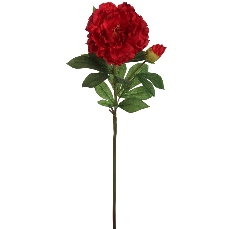 30&#x22; Vibrant Red Silk Peony Stem - Artificial Flower for Weddings and Decor