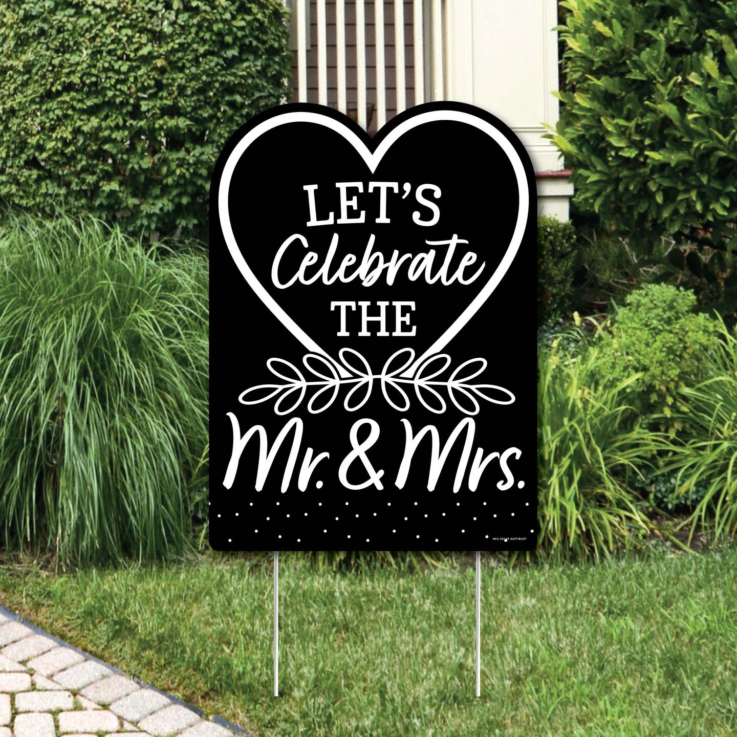 Big Dot of Happiness Mr. and Mrs. - Party Decorations - Black and White Wedding or Bridal Shower Welcome Yard Sign