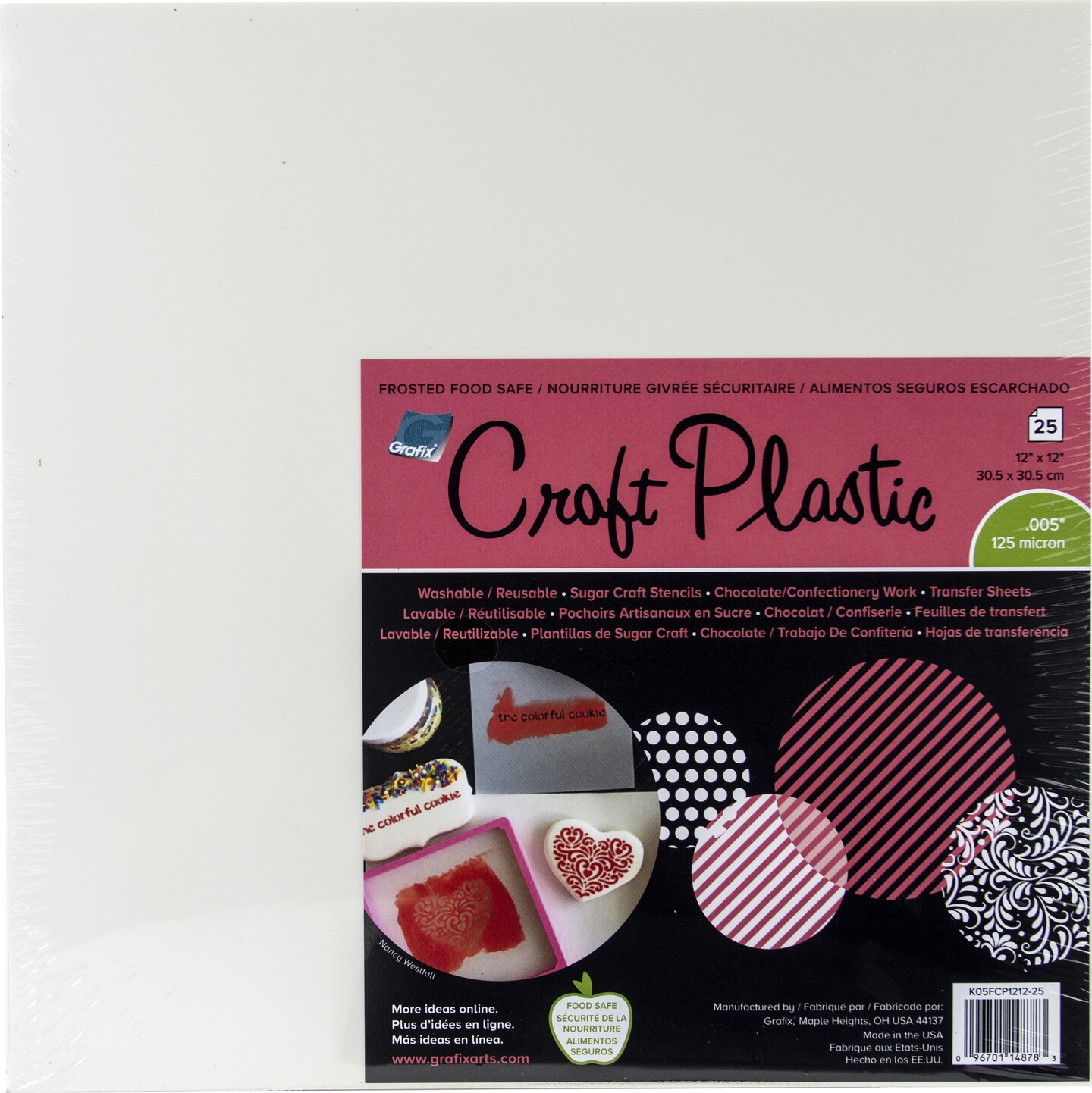 Grafix Foodsafe Craft Plastic Sheets 12&#x22;X12&#x22; 25/Pkg-Frosted .005