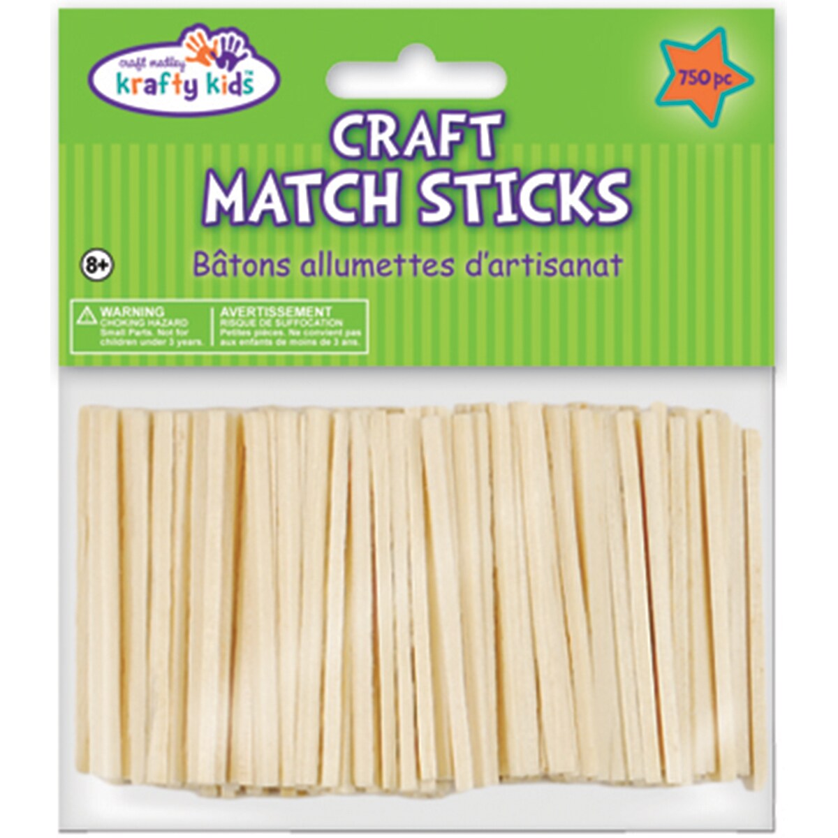 Krafty Kids Craft Match Sticks-Natural 2&#x22; 750/Pkg