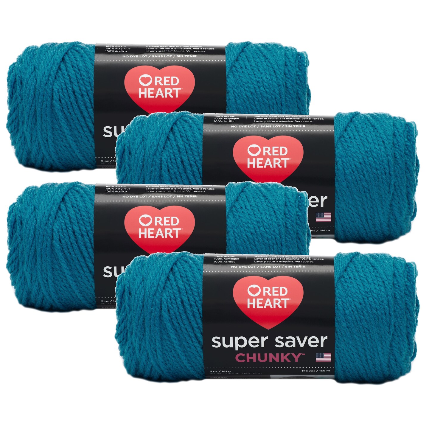 (Pack of 4) Red Heart Super Saver Yarn-Pool