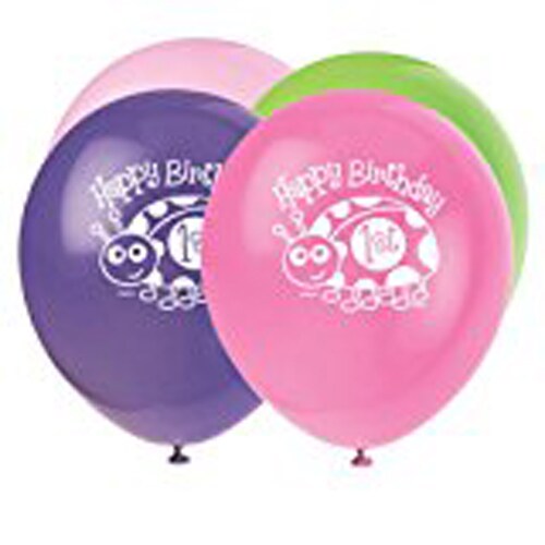 12&#x22; First Birthday Ladybug Balloons 8 Count
