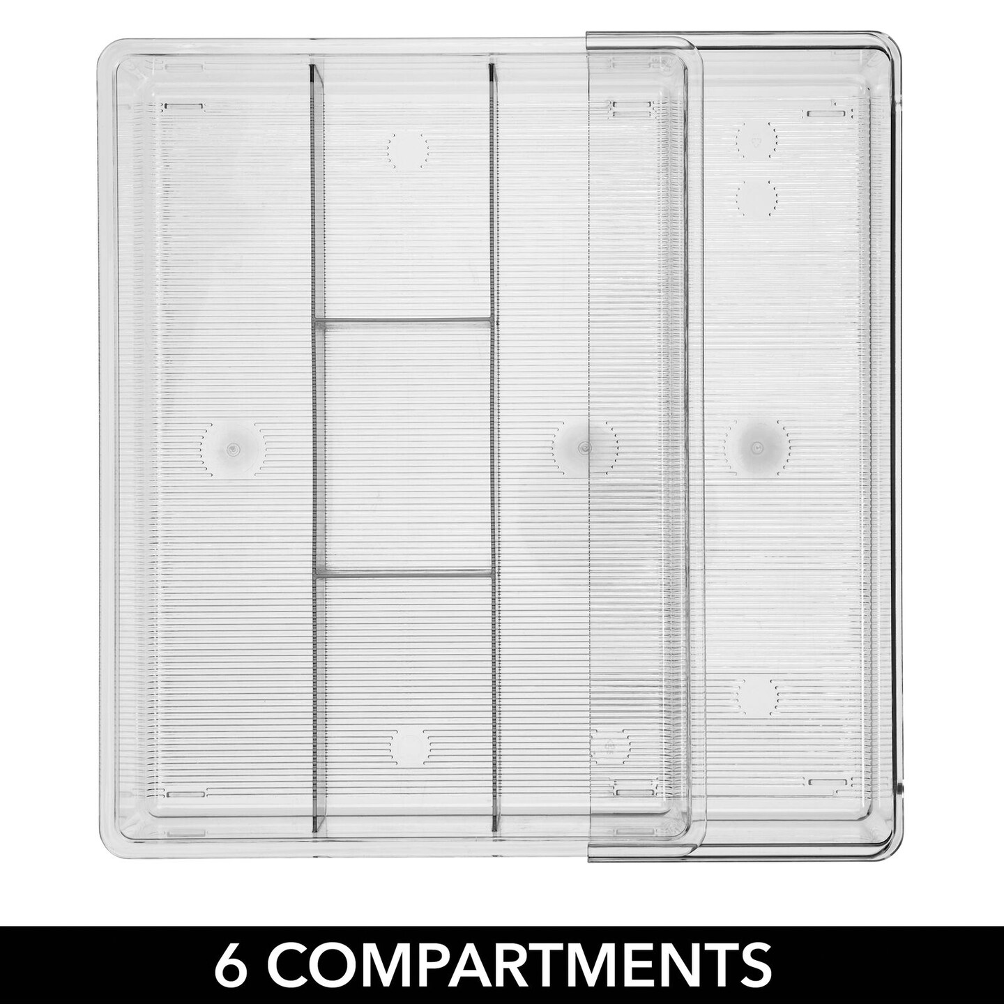 mDesign Expandable Drawer 5-Section Kitchen Utensil Organizer, 2 Pack, Clear