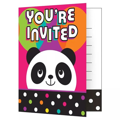 8 CT Birthday Panda Invitations