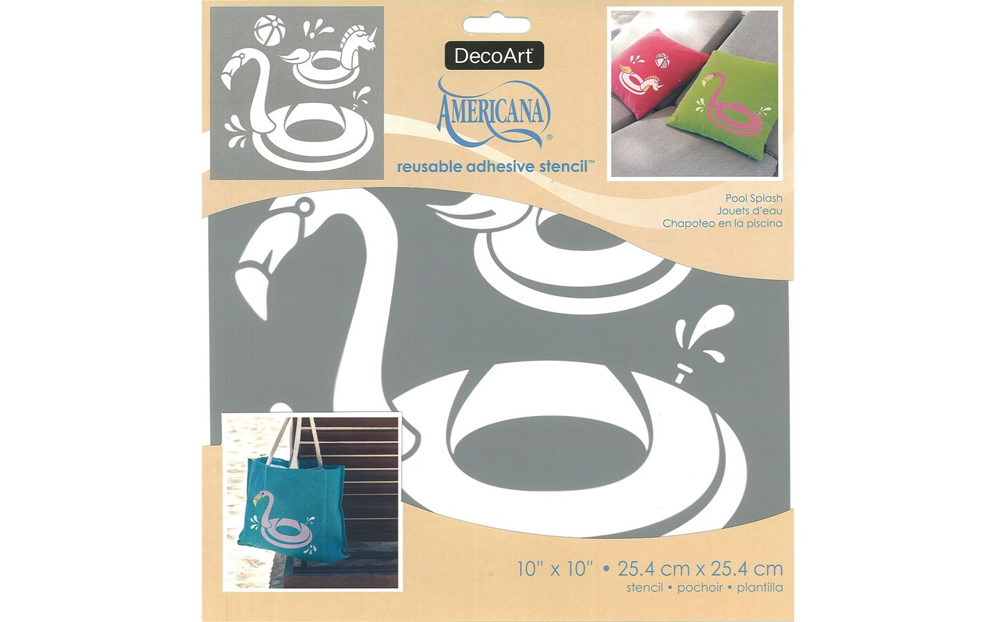 Decoart Americana Adh Stencil 10x10 Pool Splash