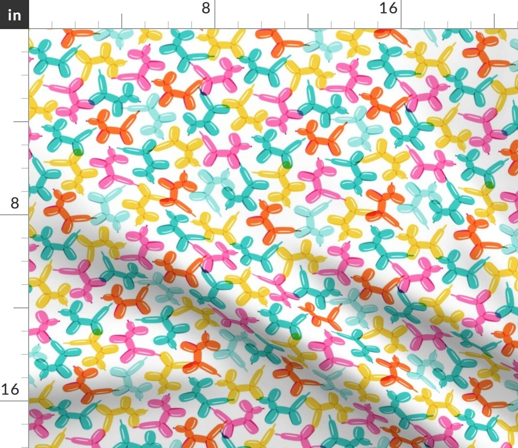 Balloon Dogs Party Celebration Birthday Colorful Custom Printed Fabric by Spoonflower Various Fabrics by the Yard or Fat Quarter