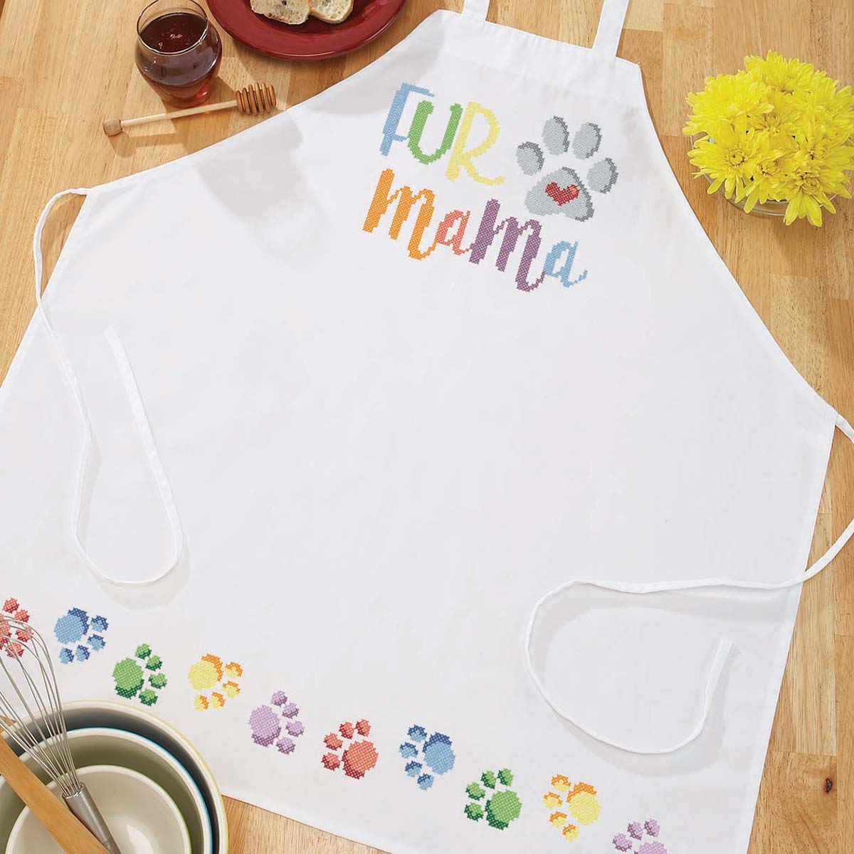Herrschners Fur Mama Apron Stamped CrossStitch Michaels