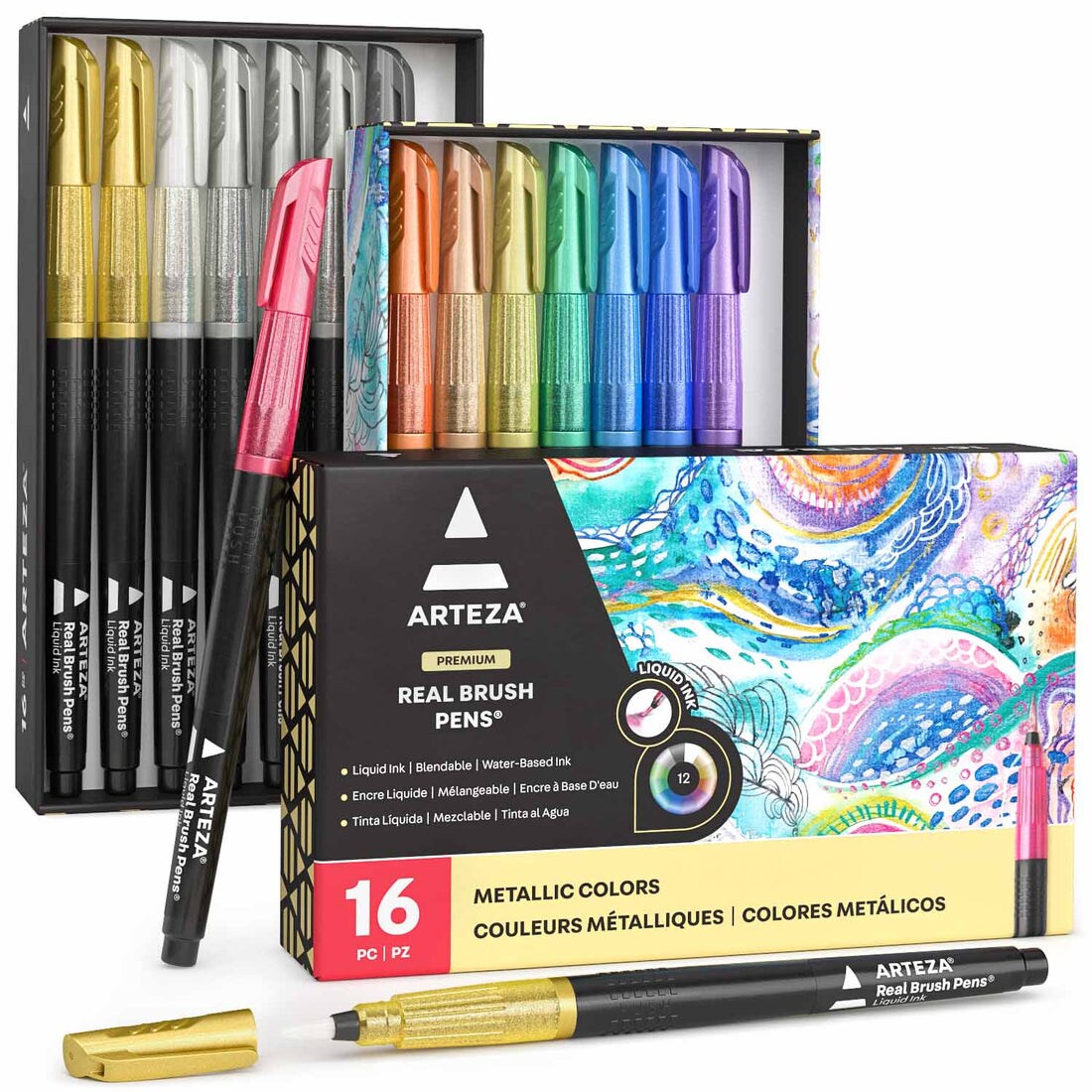 Arteza Liquid Metallic Real Brush Pens - 16 Pack | Michaels