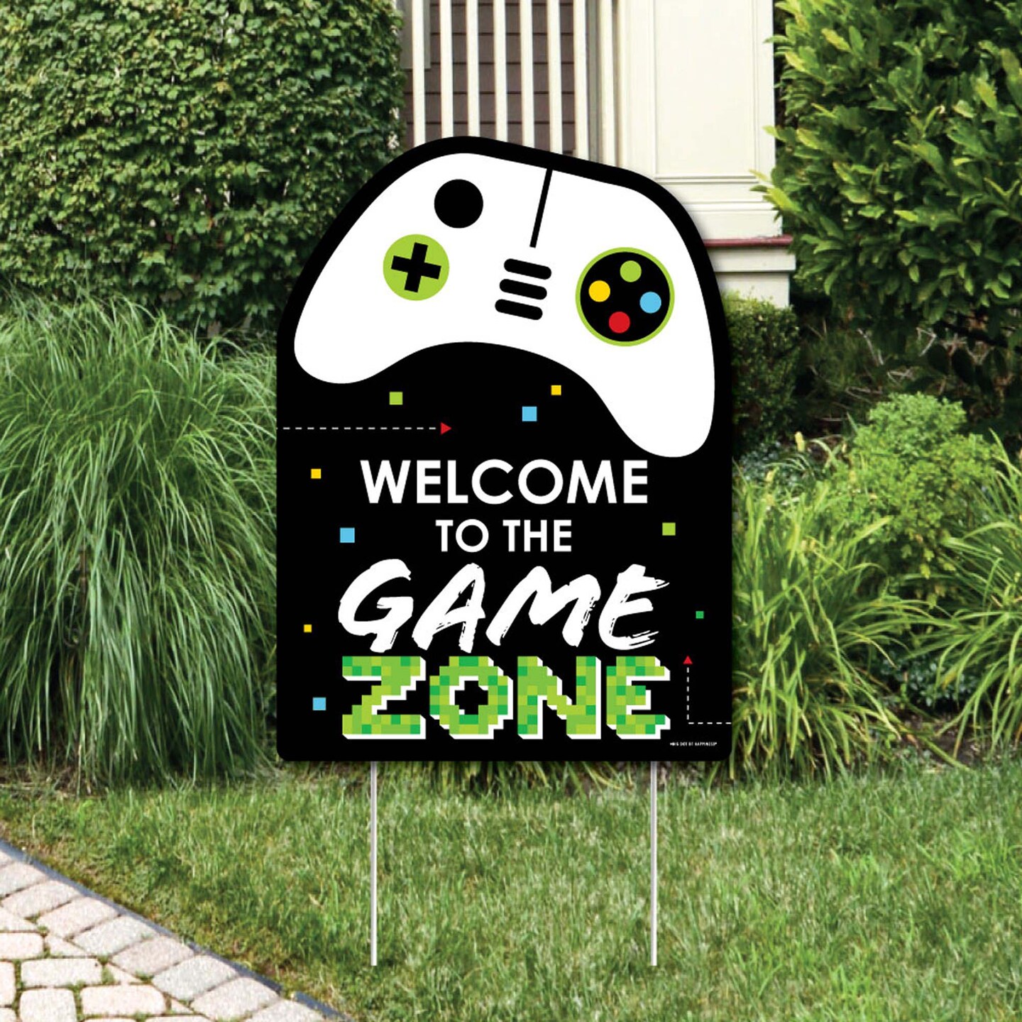 Big Dot of Happiness Game Zone - Party Decorations - Pixel Video Game Party or Birthday Party Welcome Yard Sign