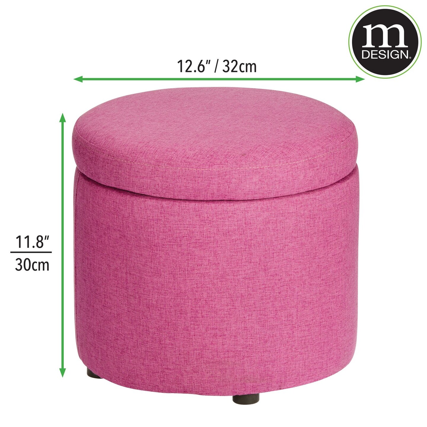 mDesign Modern Small Round Footstool Storage Ottoman Furniture Seat