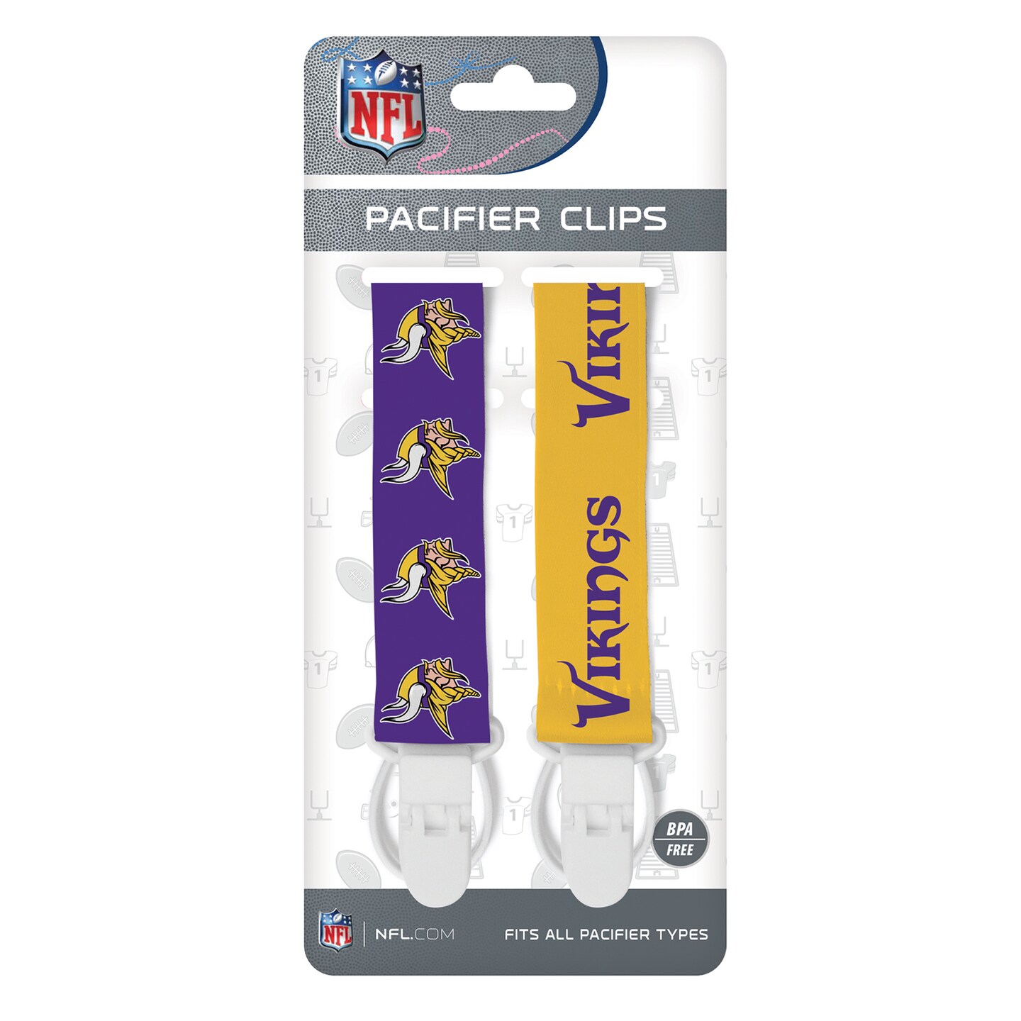 BabyFanatic Officially Licensed Unisex Pacifier Clip 2-Pack - NFL Minnesota  Vikings - Officially Licensed Baby Apparel