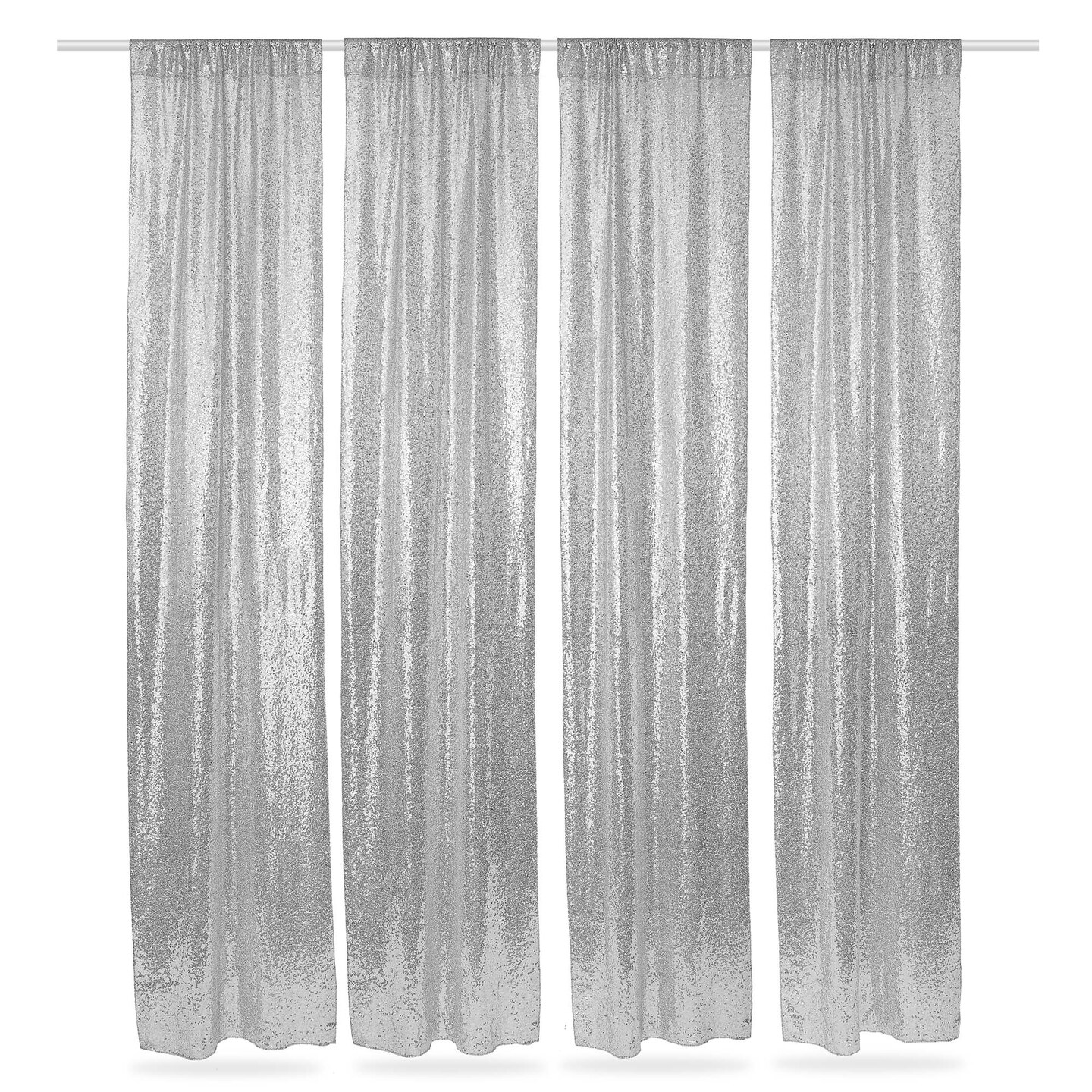 Lann&#x27;s Linens (Set of 4) Sequin Photography Backdrop Curtains - 2ft x 8ft Tall Glitter Background&#xA0;Panels for Wedding, Party or Photo Booth