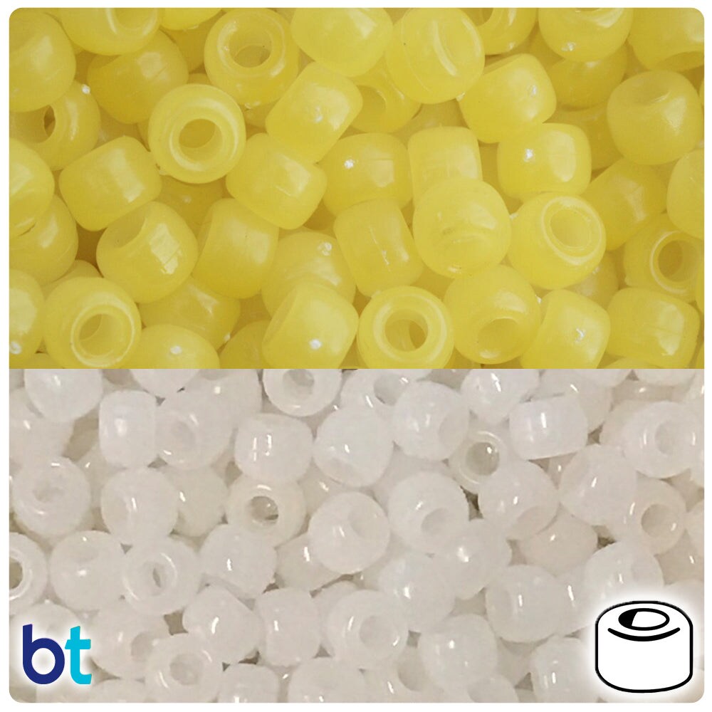 BeadTin Yellow Sunshine 9mm Barrel Plastic Pony Beads (200pcs)