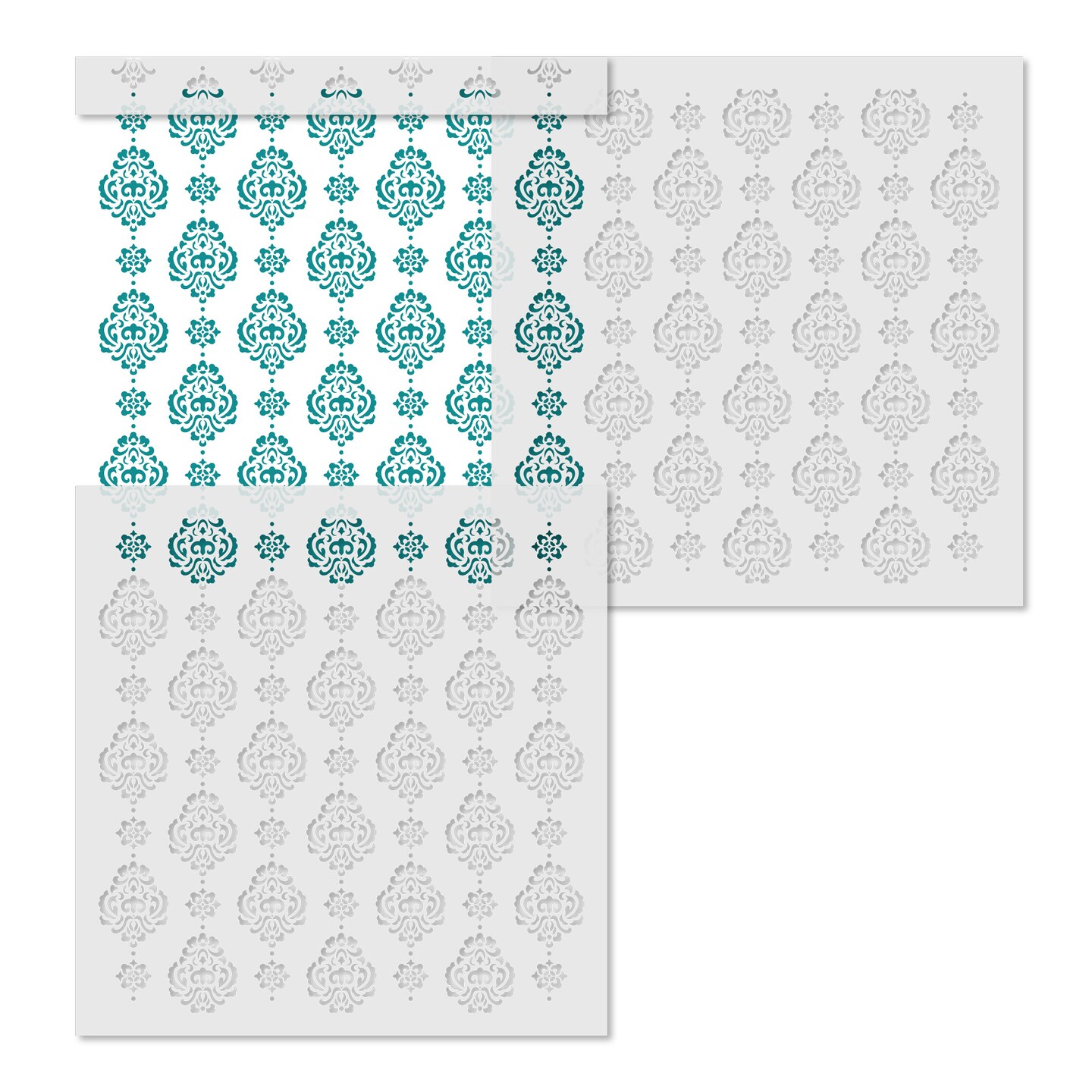 Small Rosie Damask All Over Wall Stencil | 3724 by Designer Stencils | Pattern Stencils | Reusable Stencils for Painting | Safe & Reusable Template for Wall Decor | Try This Stencil Instead of a Wallpaper | Easy to Use & Clean Art Stencil Pattern