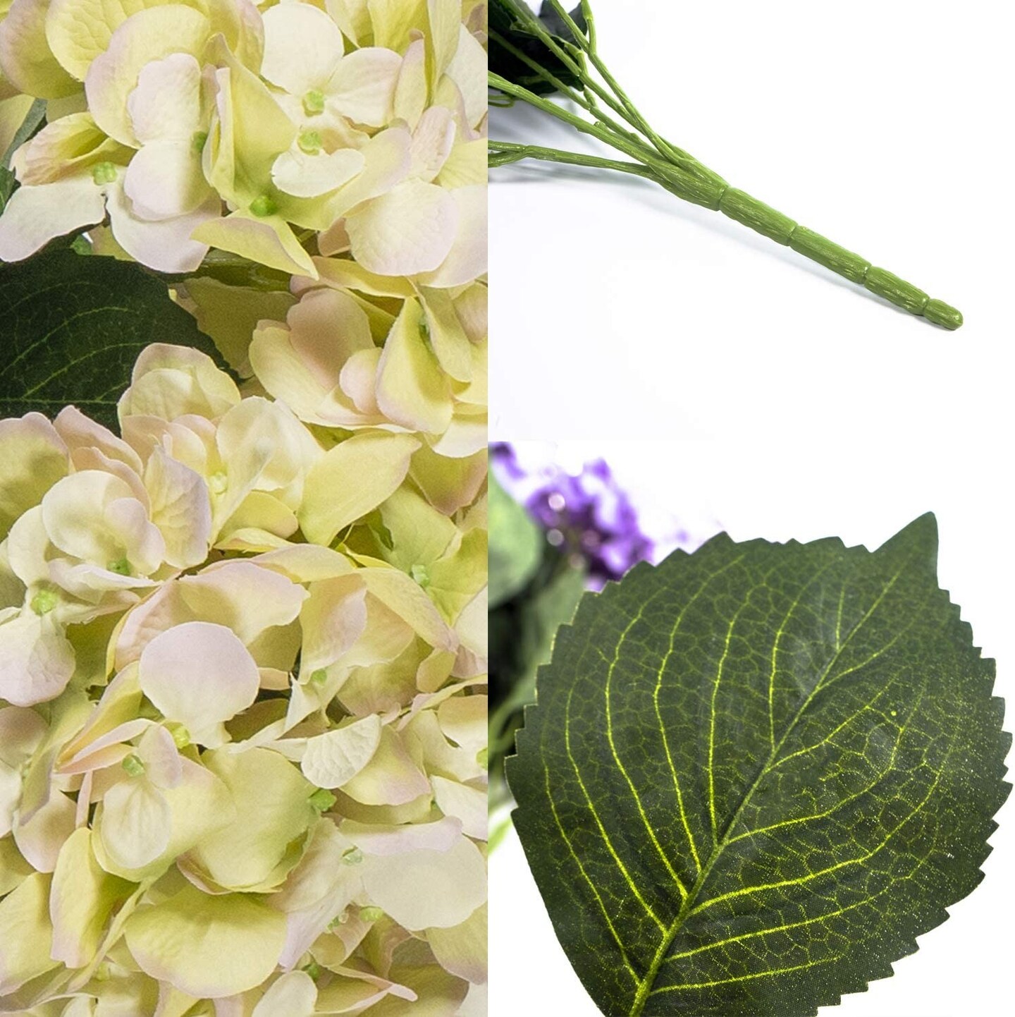 Blooming Bliss: 20&#x22; UV Resistant Artificial Silk Green Hydrangea Bush with 7 Sprays - Create a Lush Atmosphere for Your Garden Party and Summer Celebrations, Rain or Shine, Floral Home by Artificial Flowers