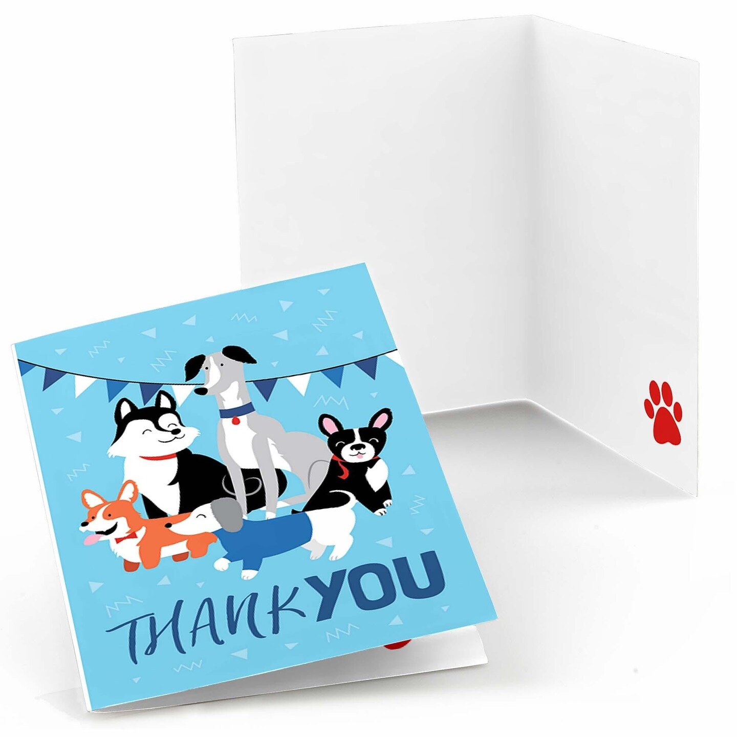 Big Dot of Happiness Pawty Like a Puppy - Dog Baby Shower or Birthday Party Thank You Cards (8 count)
