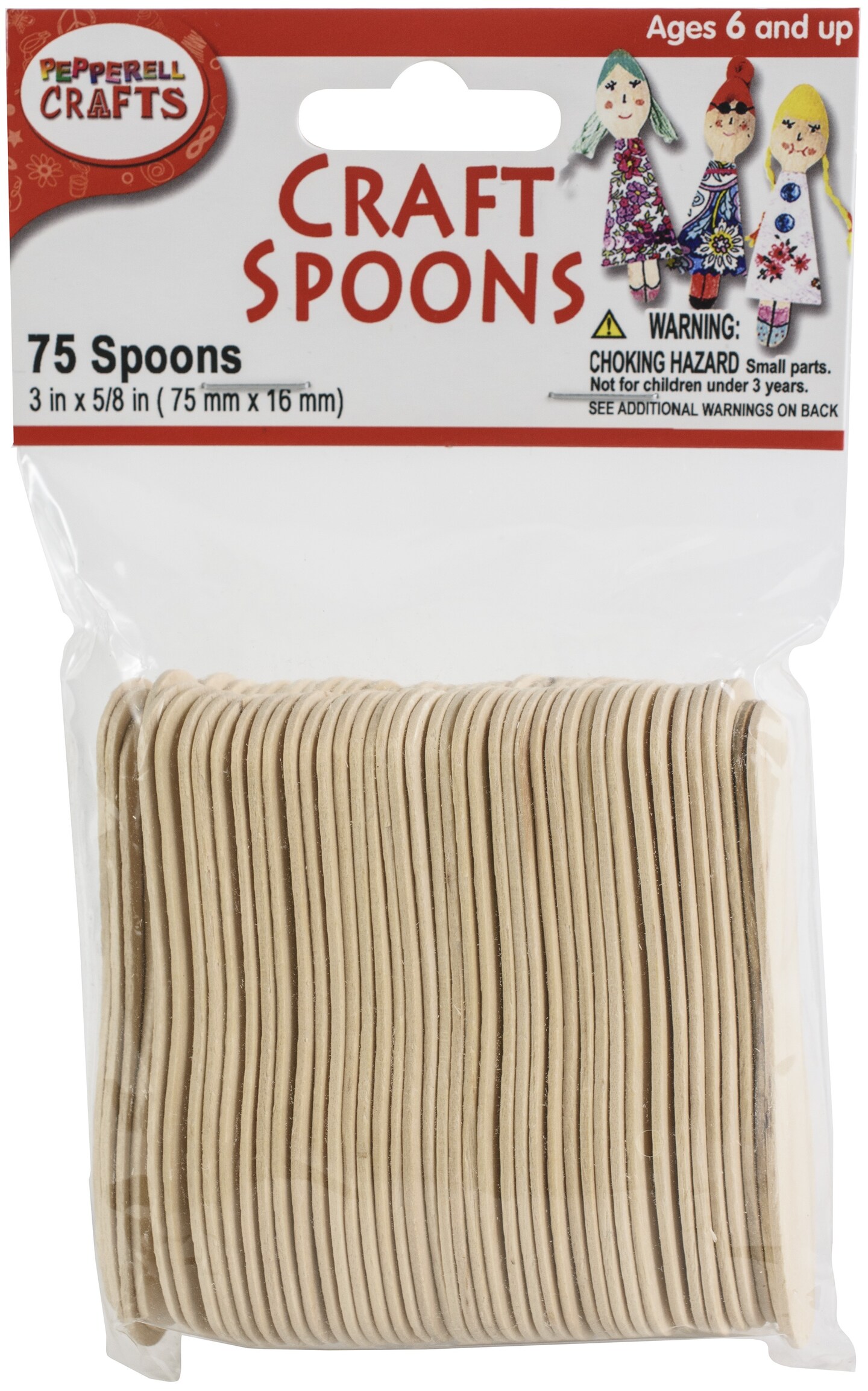 Pepperell Crafts Craft Spoons 3&#x22;X.625&#x22; 75/Pkg-