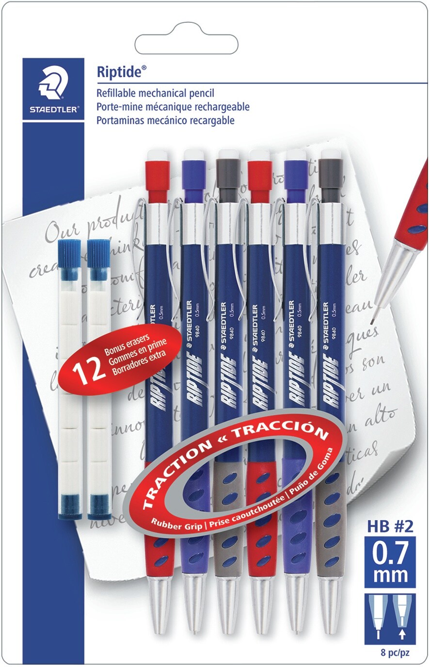 Staedtler Riptide Mechanical Pencils W/Eraser Refills 8/Pkg-