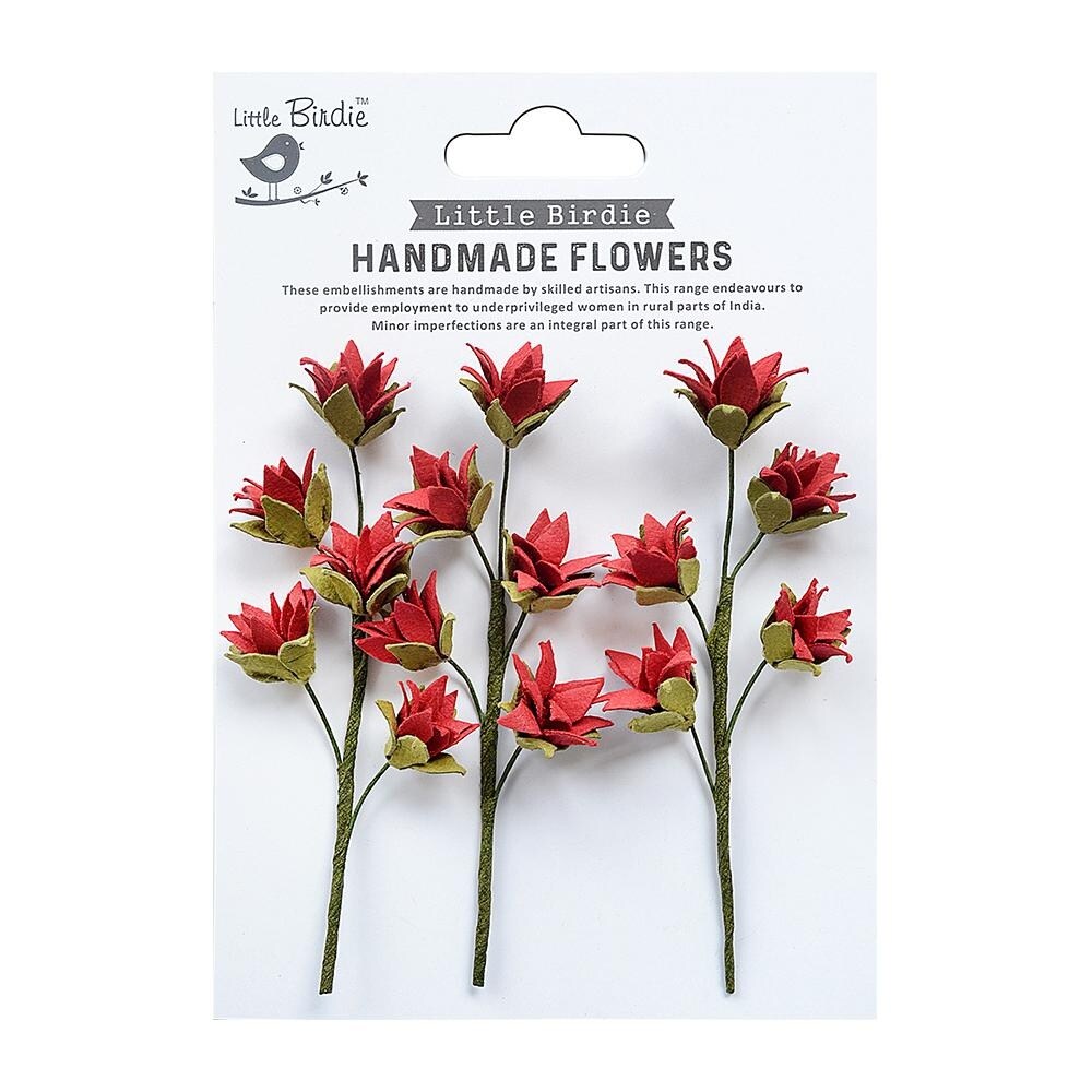 Little Birdie Queenie Paper Flower Stems 3/Pkg-Love and Roses
