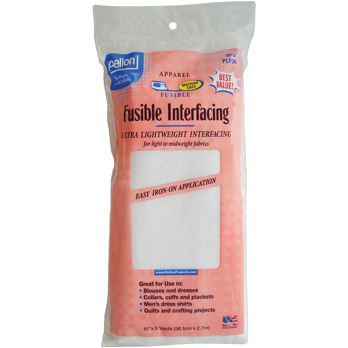 Pellon Fusible Ultra Lightweight Interfacing-White 15&#x22;X3yd